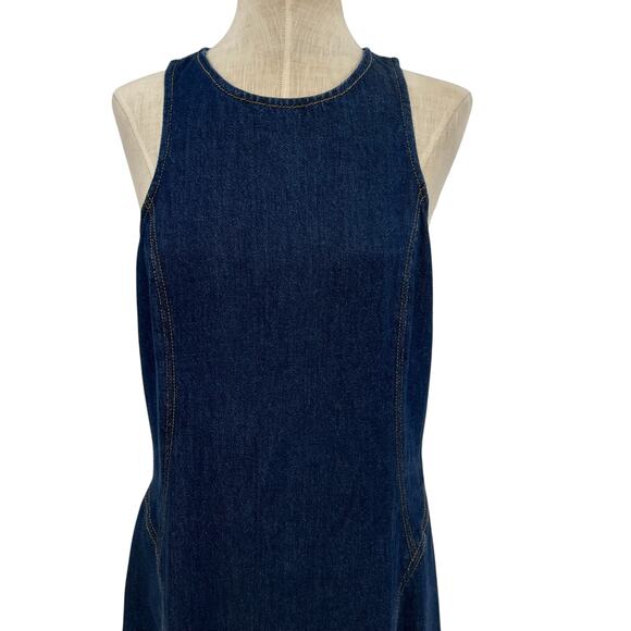 Re/Done Denim Split-Front Racerback Minidress Dress Blue Size Medium - Picture 4 of 14